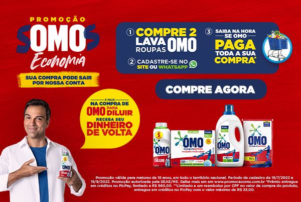 Unilever - Promoção Omo - Somos Economia - 12/08 a 21/08